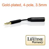 MobilePal FlexFit Headset Audio Jack Extender for iPhone or Android Battery Cases with Gold Plated 4-Pole 35mm Connectors Lifetime Warranty Black