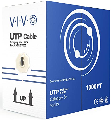 VIVO Black 1,000ft Bulk Cat5e, CCA Ethernet Cable, 24 AWG, UTP Pull Box, Cat-5e Wire, Waterproof, Outdoor, Direct Burial CABLE-V003
