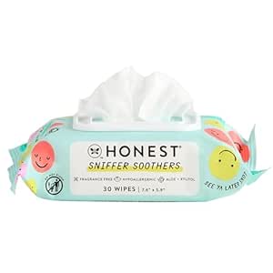 The Honest Company Plant-Based Snot Removing Wipes | Soothing Nose   Face Wipes with Aloe | Hypoallergenic for Sensitive Skin, EWG Verified | Fragrance Free, 30 Count