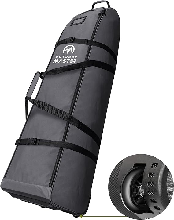 OutdoorMaster Padded Golf Travel Bag with Reinforced Wheels, 900D Heavy Duty Oxford Wear-Resistant and Waterproof Golf Travel Case, Soft-Sided Golf Club Bag