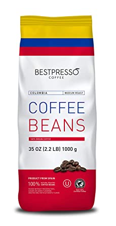 Bestpresso Whole Bean Coffee (Colombia Medium Roast, 35 Ounce 1 Pack)