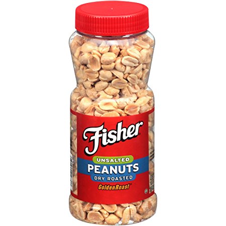 FISHER Unsalted Dry Roast Peanuts, 14 Ounce