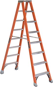 Louisville, FM1508, 8' Fiberglass 300 Lb. Twin Stepladder, Type Ia