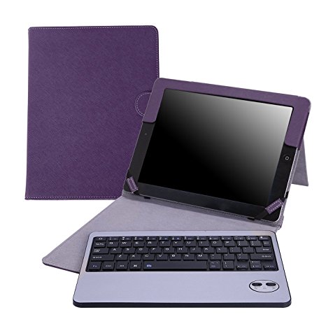 HDE iPad 2 Keyboard Case Wireless Bluetooth Leather Folio Cover Folding Stand for Apple iPad 2 3 4 (Purple)