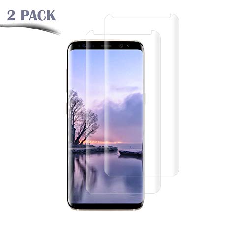 KOFOHO Galaxy S8 Screen Protector Glass,[2 Pack] Full Cover (3D Curved) Tempered Glass Screen Protector for Samsung Galaxy S8 (Transparent)