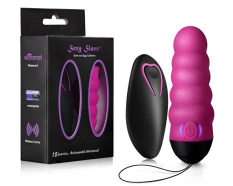 Sexy Slave Waterproof 10X Rechargeable Wireless Remote Bullet Vibrator - Vibrating Egg,Black and Pink