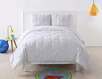 Laura Hart Kids Pleated Solid White XL Comforter Set, Twin X-Large, White Pleated