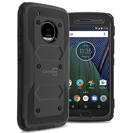 Moto G5 Plus Case, Moto X 2017 Case, CoverON [Tank Series] Tough Hybrid Hard Armor Protective Phone Cover Case For Motorola Moto X (2017 Version) / G5 Plus - Black / Black