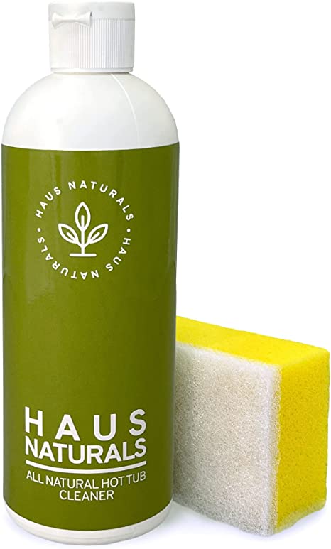 HAUS Naturals Hot Tub and Spa Cleaner | All Natural Plant Based Formula | Fiberglass Shell, Vinyl Covers, Filters and Jets, Safe for All Surfaces! | Heavy Duty Cleaning Power | Biodegradable, Vegan, Safe for Kids and Pets | Large Sponge Included, 16oz