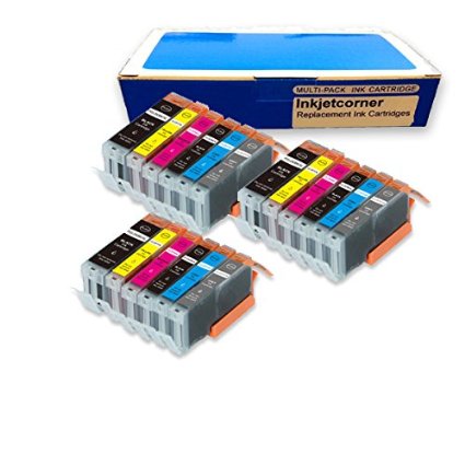 Inkjetcorner 18 Pack Compatible with Canon 250  251 PGI-250BK CLI-251BK CLI-251C CLI-251M CLI-251Y CLI-251GY for PIXMA MG6320 MG7120 MG7520 3 of each includes Gray