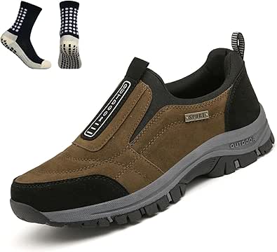 Daladder Walking Shoes Men, Orthopedic Hiking Shoes Breathable Casual Non Slip Shoes with Socks