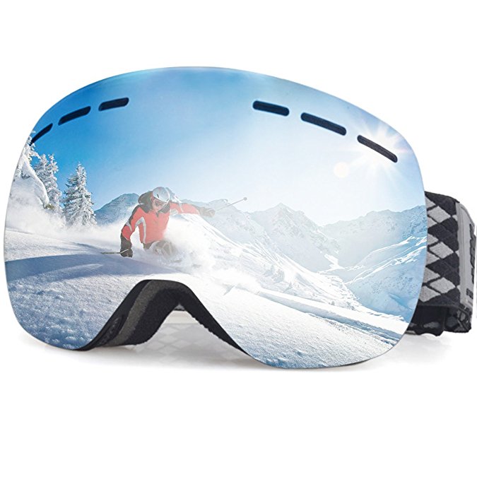 Snowledge Ski Snow Goggles - Frameless Dual Lens Snowboard Goggles for Men,Women -100% UV Protection