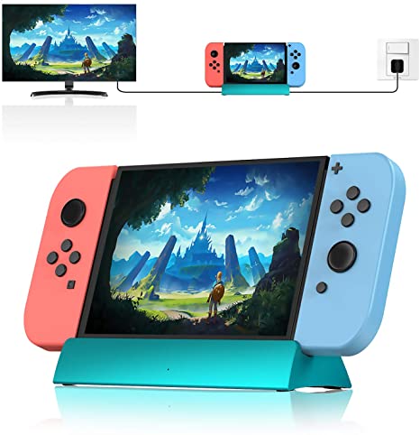 Switch TV Dock, VOGEK Replacement for Nintendo TV Dock Station Portable Charging Docking Playstand for Nintendo Switch Charge and Play with Type C to HDMI TV Adapter, USB 3.0 2.0(Blue)