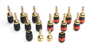 WGGE WG-008 24K Gold Safety Connector Banana Plugs (6 Pair (12 plugs ))