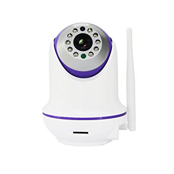 KEHAN K10 HD 720P WiFi Wireless IP Security Camera Pan-Tilt Video Baby Monitor Videocamera Camcoder with Two-Way Audio/ Night Vision / Motion Detection /Time-Lapse 16GB Memory Card (Purple)