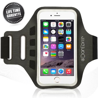 iPhone 6 /6s Plus, Samsung Note 5/4, SPORTS armband - Great for Running, Cycling, Workouts or any Fitness Activity , Sweat Proof - Build in Key   Id   Credit Cards & Money Holder by DanForce (Black)