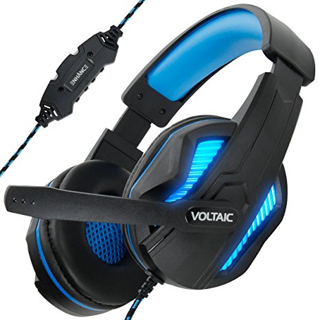 Computer PC Gaming Headset by ENHANCE - Voltaic PRO USB Headphones with 7.1 Surround Sound , Microphone , LED Lighting , Volume & Mic Controls - Great for PUBG , League of Legends & More