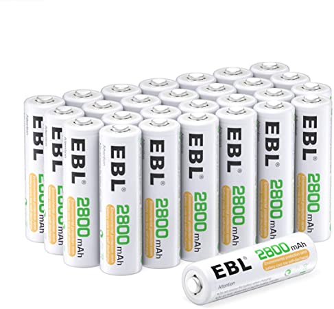 EBL AA Batteries 2800mAh High Capacity Precharged Ni-MH AA Rechargeable Batteries - Pack of 28