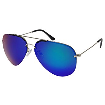 Aoron Premium Aviator Rimless Sunglasses with Polarized Lens Mirror or Plain A219