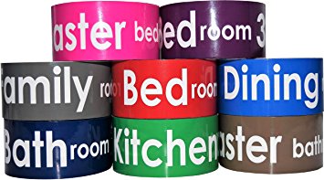 Labeling Tape for 3 Bedrooms, Family Room, Dining Room, Kitchen, 2 Bathrooms; 2-INCH Wide, 164 Feet per Roll! - by Golden Spearhead