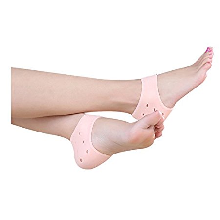 Gel Heel Pad Heel Protector Moisturized Gel Socks(Pack of 2,White)