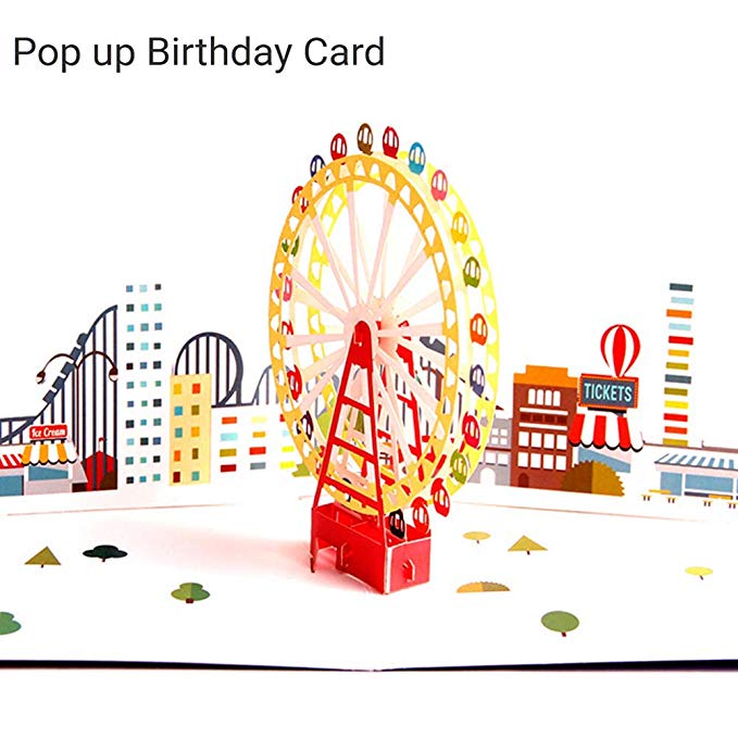 Paper Spiritz Sky Wheel Pop up Birthday Card, 3D Valentines Day Card, Anniversary for Men Girls, Romantic Cards, Thank You cards, All Occasions, Handmade Gift for Kids Baby with Envelope