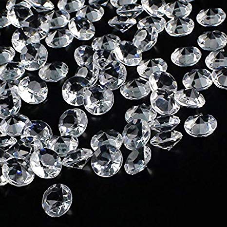 OUTUXED 1000pcs Clear Wedding Table Scattering Crystals Acrylic Diamonds Wedding Bridal Shower Party Decorations Vase Fillers, 10mm, with 1 Large Velvet Pouch