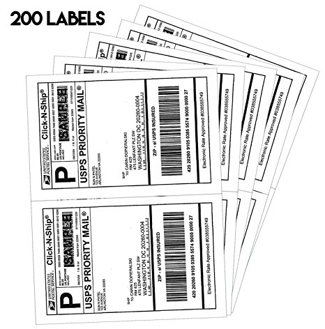 New Style Half Sheet Self Adhesive Shipping Labels for Laser & Inkjet Printers (200 labels)