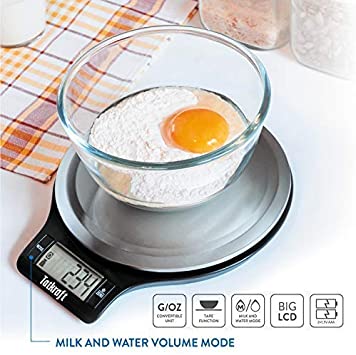 Tatkraft Classic Digital Kitchen Food Scale Large Conveniently Located LCD Screen Stainless Steel 21X17.5cm