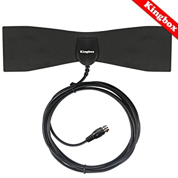 Kingbox TV Antenna Indoor Amplified HDTV Antenna 30 Mile Range with High Performance 10Ft Coaxial Cable with Standard Connector Piano Black Antenna FREE for 1080p 4k readly