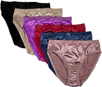 6 Pack Satin Shine Full Coverage Women's Panties Smooth Soft Nylon