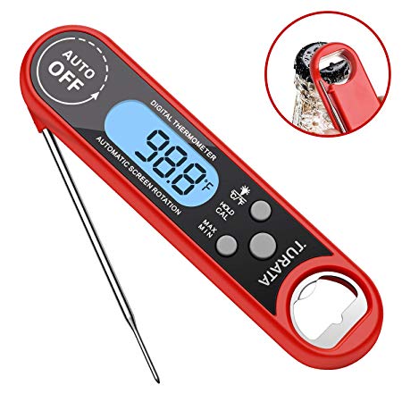 Digital Meat Thermometer for BBQ Grilling and Cooking, TURATA Instant Read Barbeque Food Thermometer with Backlight Screen IP67 Waterproof for Kitchen and Outdoor, Smoker and Oven