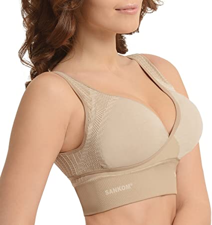 SANKOM Back Support Posture Corrector Wireless Bra Sports Back Everyday Sports Women Back Support Compression Comfort