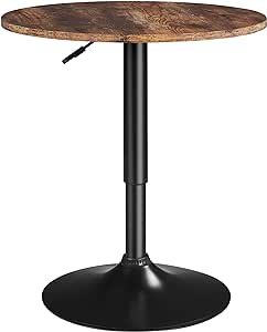 Yaheetech Round Bar Table for Cocktail Bar Home Bar Pub Coffee Tea Dining Bistro Table, Rustic Brown