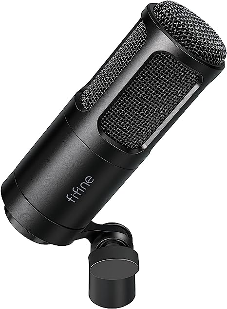 FIFINE XLR Dynamic Microphone, Vocal Podcast Microphone with Cardioid Pattern, Studio Metal Mic for Streaming Voice-Over Dubbing Video Recording, Black-K669D