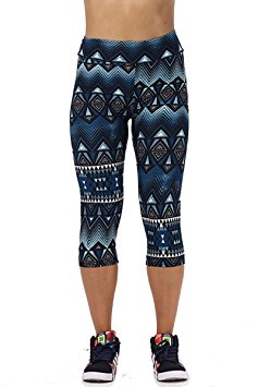 Ancia Womens Tartan Active Workout Capri Leggings Fitted Stretch Tights