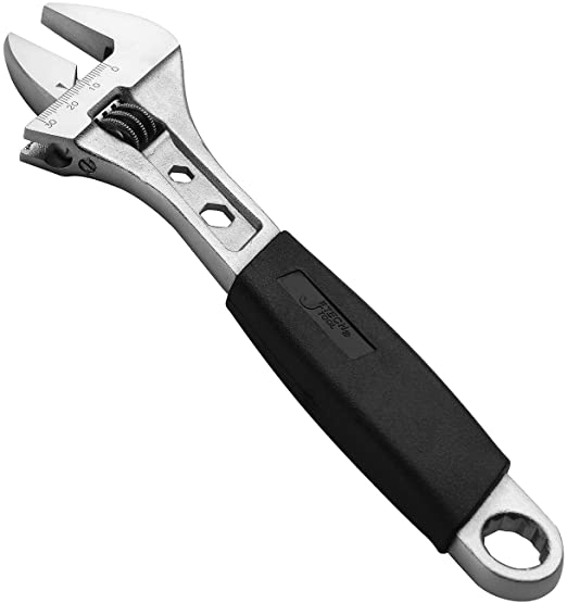 Jetech 8-Inch Soft Grip Adjustable Wrench, Forged, Heat-Treated Professional Shifter Spanner, Industry Grade Combination Wrench with 12-Point Box End, Comfy Ergonomic Handle, Metric