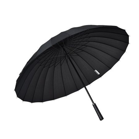 Atree Manual Open & Close Straight Umbrella Windproof Big Umbrella with 24 Ribs, Durable and Strong Enough for the wind and rain, Retro & British style ,Carrying Bag included