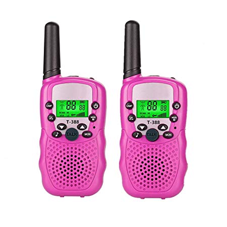Aphse Kids Walkie Talkie Two Ways Radio Toy T-388 Walkie Talkie for Kids 3 Miles Range 22 Channels Built in Flash Light FRS GMRS Mini Handheld Toy for Outdoor Adventures Camping Hiking Set of 2