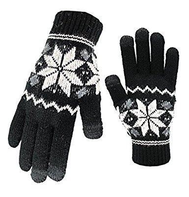 Holly Knitted Jacquard Touchscreen Gloves for Smartphones & Tablets, Small, Medium and Large