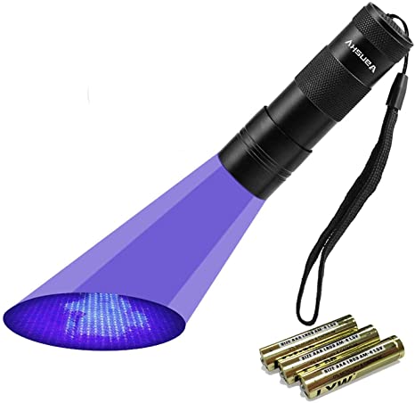 UV Torch, Vansky Pets Black Light 12Led Lights UV Dogs/Cats Urine Detector, Ultraviolet Flashlight Find Dry Stains on Carpets/Rugs/Floor, 3 x AAA Batteries Included