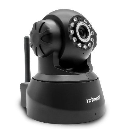 iZtouch IZSP-012 Black 1280x720P HD H264 WirelessWired IP Camera with Two-Way Audio Night Vision PanTilt Control QR Code Scan Phone remote monitoring supported