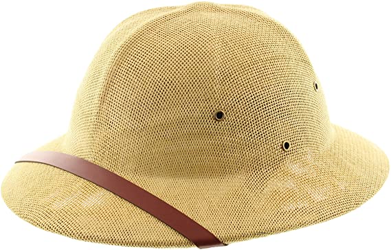 Milani Straw Pith Helmet Outdoor Hat with Adjustable Headband for Jungle Safari Explorer Costume