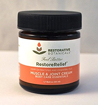 Restorative Botanicals 100 mg Hemp Oil Extract, Cooling Muscle & Joint Relief Cream (50ml) Restore Relief