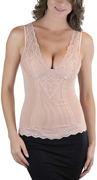 ToBeInStyle Women's Shaping Lace V-Neck Camisole