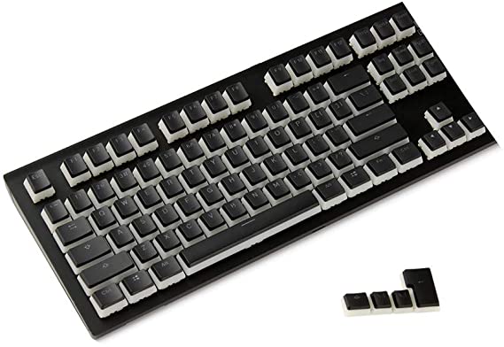 YMDK 87 PBT Double Shot Shine Through ANSI ISO OEM Profile Pudding Keyset Keycap for MX Mechanical Keyboard (87-Key Black) (Only Keycap)