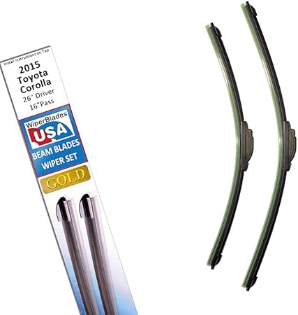 Beam Blade Wipers Set for 2015 Toyota Corolla Replacement Set - WiperBladesUSA Gold Beam Wiper Blades Wipers Set