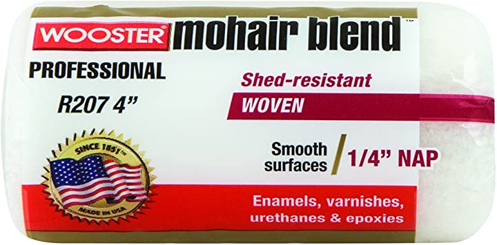 Wooster Brush R207-4 Mohair Blend Roller Cover 1/4-Inch Nap, 4-Inch