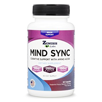 MIND SYNC Cognitive Support Formula - Enhances Memory, Focus, Mental Alertness, Brain Function and Cognitive Speed. BEST COMBINATION OF NOOTROPICS w/ Ginkgo Biloba and Amino Acids by Zenesis Labs