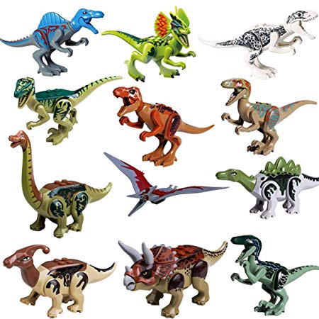STSTECH Mini Dinosaur Toy Playset,DIY Dinos Building Block Action Figures,Educational Gift for Kids(Pack of 12)